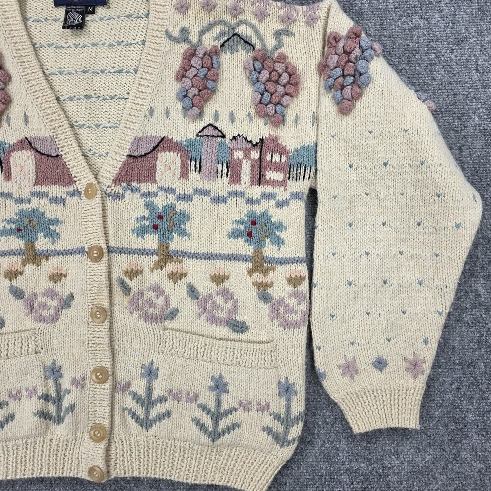 Allen Solly Cardigan Womens Medium Cottagecore Knit Scenic Grapes Floral Grandma - Picture 13 of 16